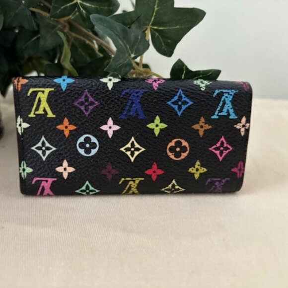LV Monogram💙💛Takashi Murakami 💜💗💚4 Key Holder / Black - Picture 3 of 9